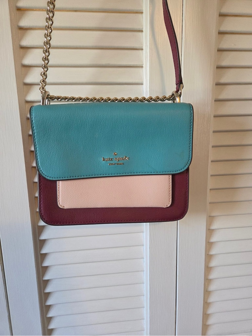 kate spade Teal, Pink & Burgundy Colorblock Leather Crossbody